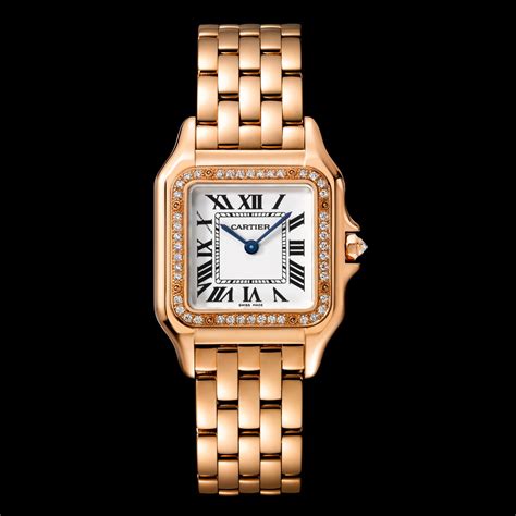 panthère de cartier watch silver & rose gold with diamonds|cartier panthere watch men's.